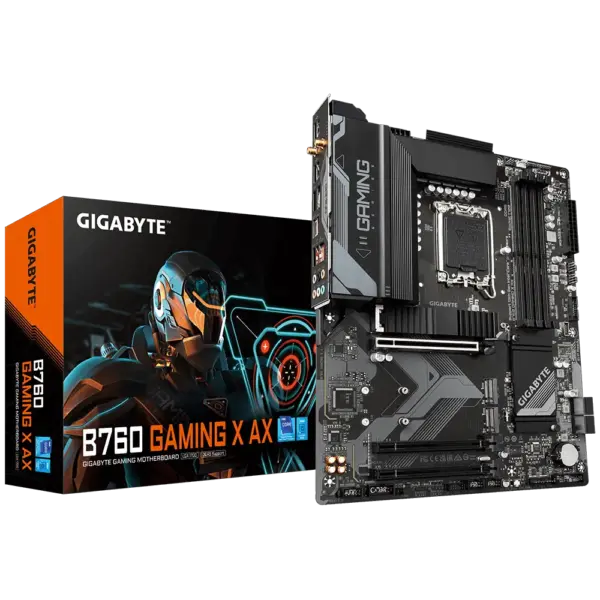 Gigabyte B760 Gaming AX DDR4 (LGA 1700/ Intel/ B760/ ATX/ DDR4/ Triple M.2/ PCIe 4.0/ Front USB 3.2 Gen2X2 Type-C/WiFi 6E/ 2.5GbE LAN/Q-Flash Plus/PCIe EZ-Latch/Gaming Motherboard)